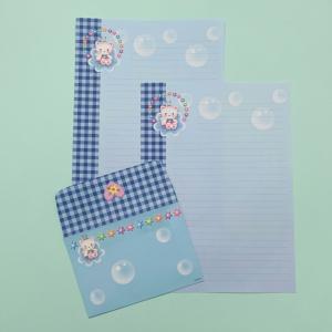 Conjunto Papel de Carta Gatinho Fofo no Gingham