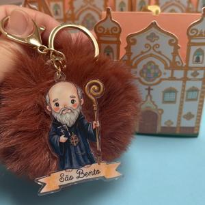 Chaveiro de Pompom São Bento + Caixinha Igreja