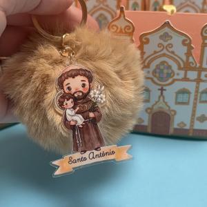Chaveiro de Pompom Santo António + Caixinha Igreja
