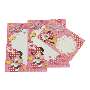 Papel de Carta Minnie Xadrez Rosa