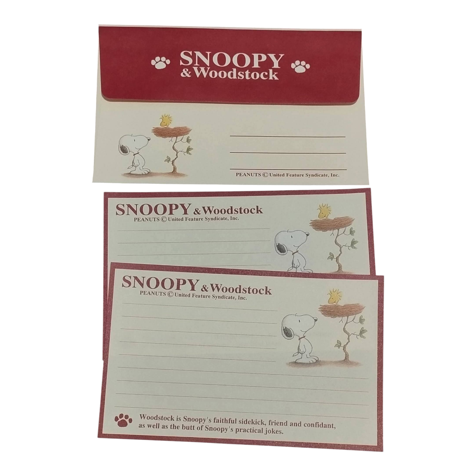 Papel de carta Snoopy vinho