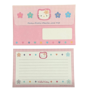 Papel de carta Hello Kitty Xadrez rosa