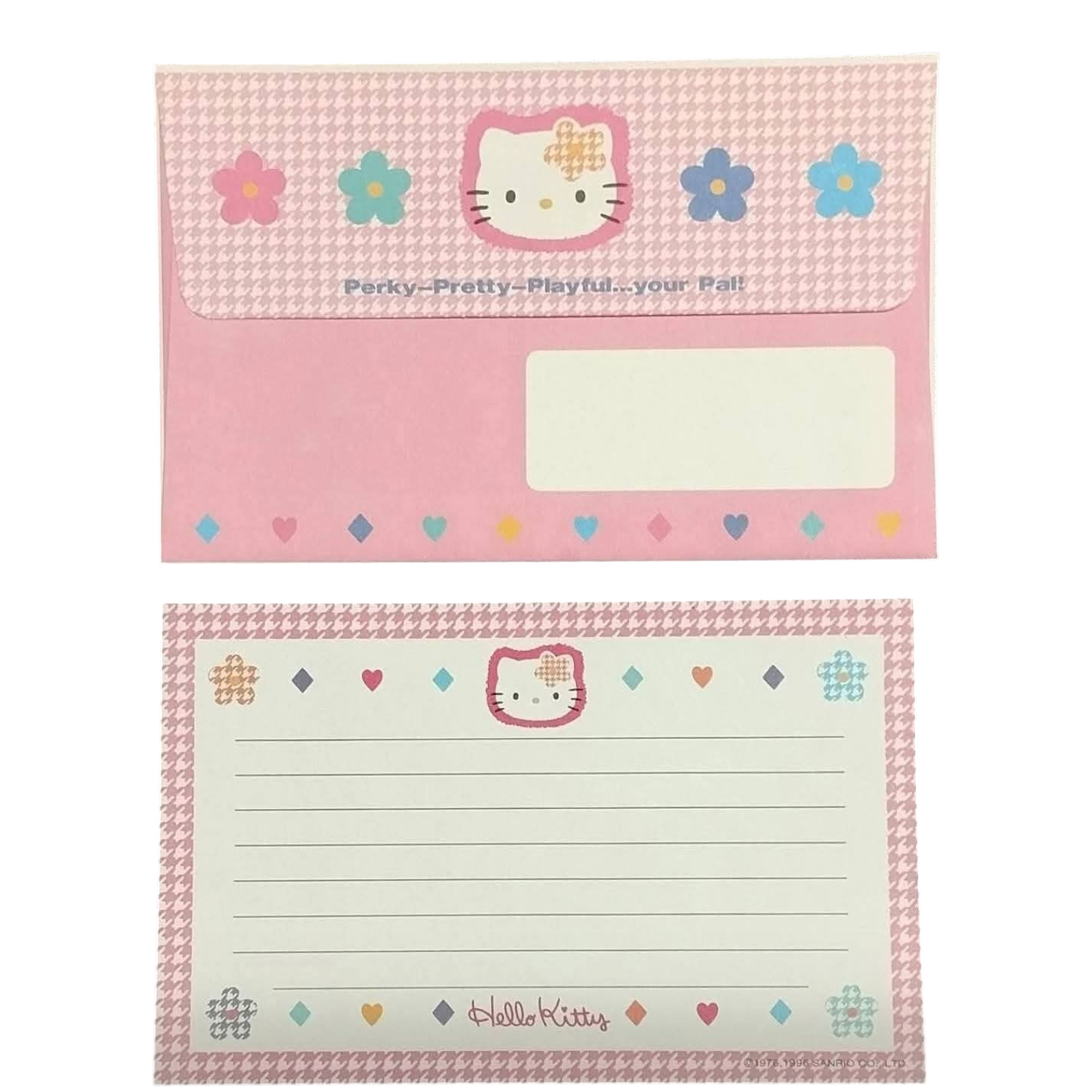 Papel de carta Hello Kitty Xadrez rosa