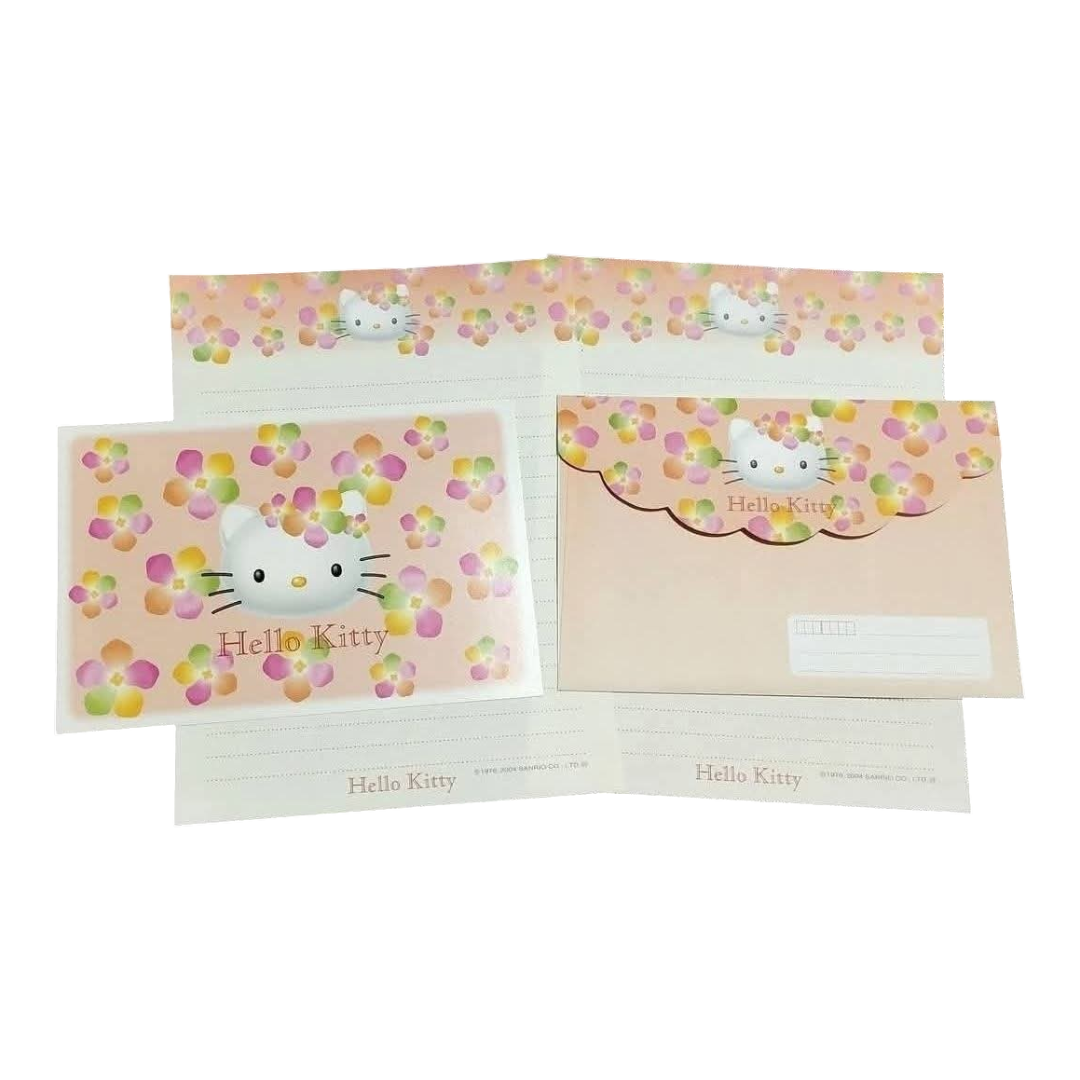 Papel de carta Hello Kitty Flores salmon