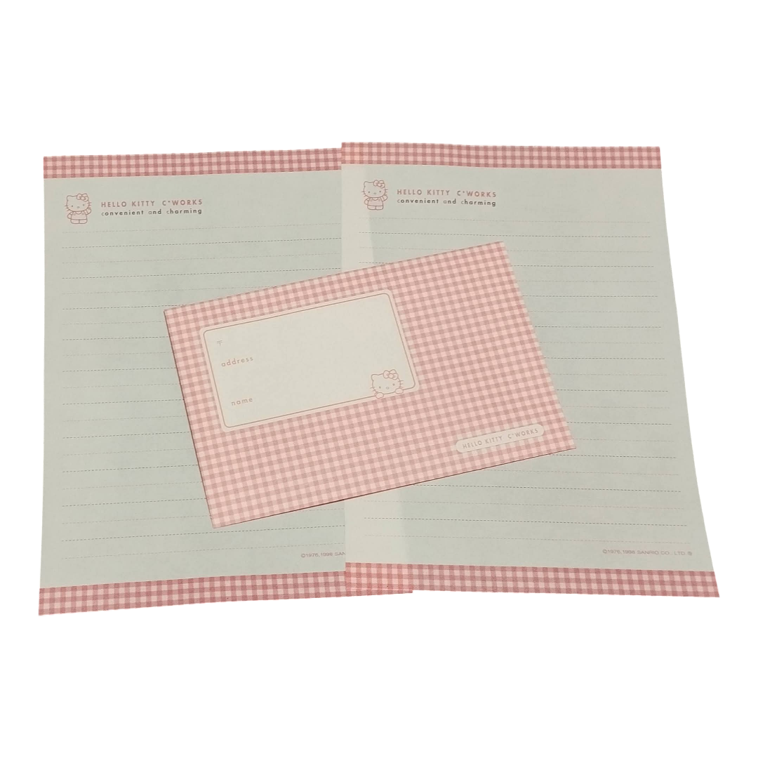 Papel de carta Hello Kitty Xadrez rosa
