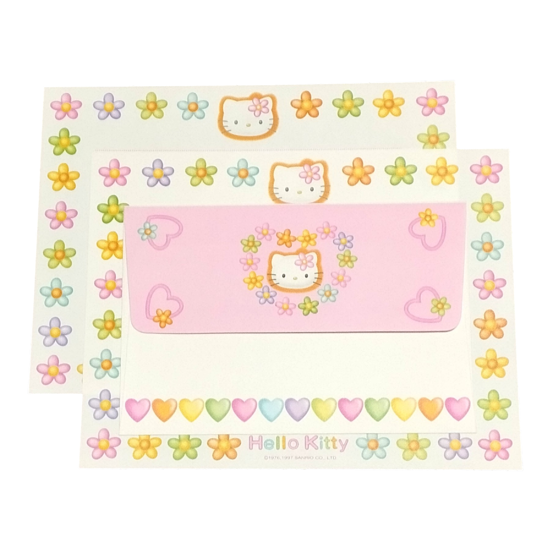 Papel de carta Hello Kitty Flores coloridas