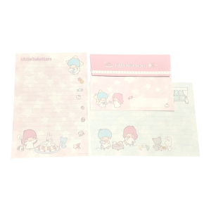 Papel de carta Little Twin Stars azul e rosa