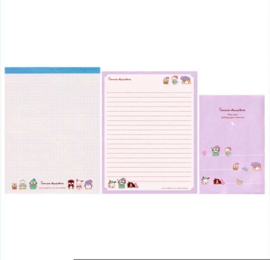 Bloco de Papel de Carta Sanrio Characters Blue