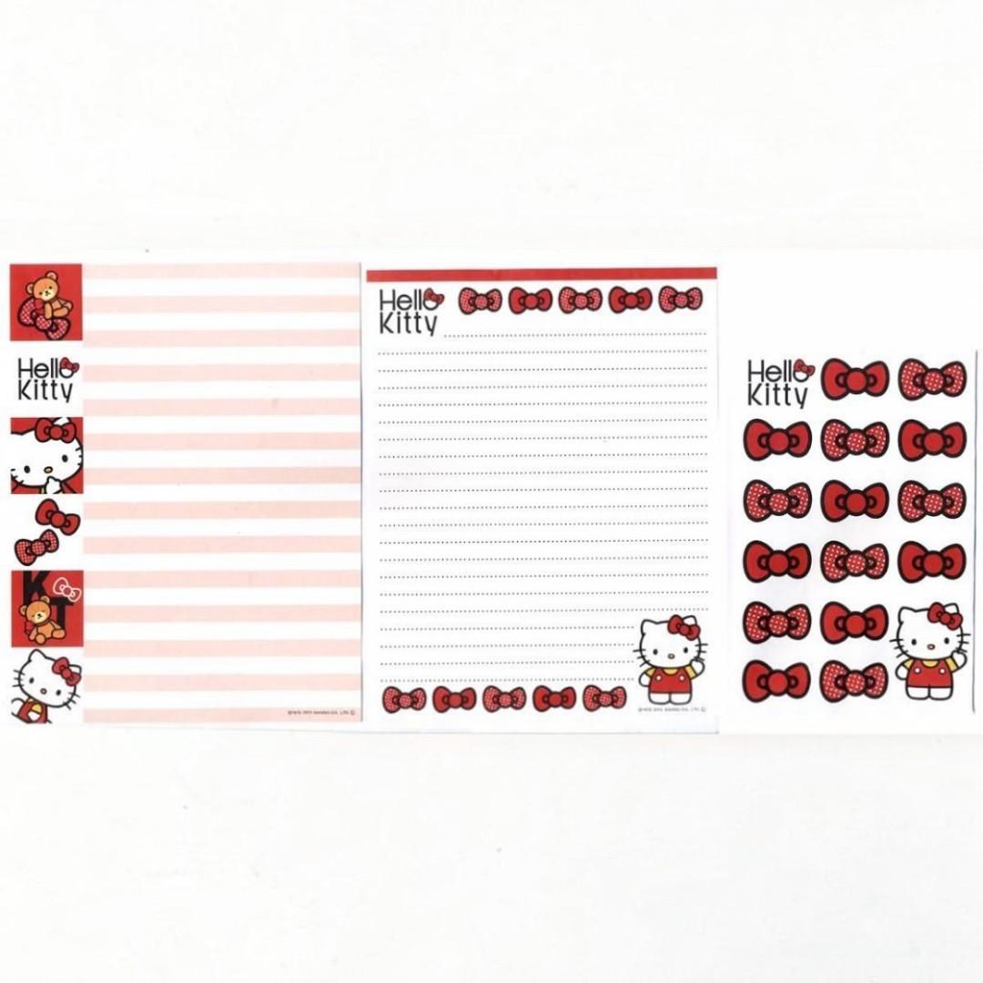 Papel de carta Sanrio Hello Kitty lacinhos vermelhos A