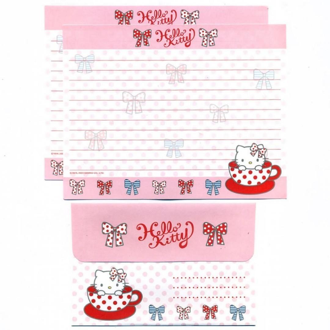 Papel de carta Sanrio Hello Kitty Xicara e laços