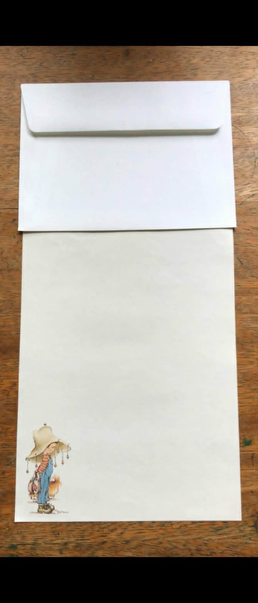 Conjunto raro de papel e envelope Kim Tânia
