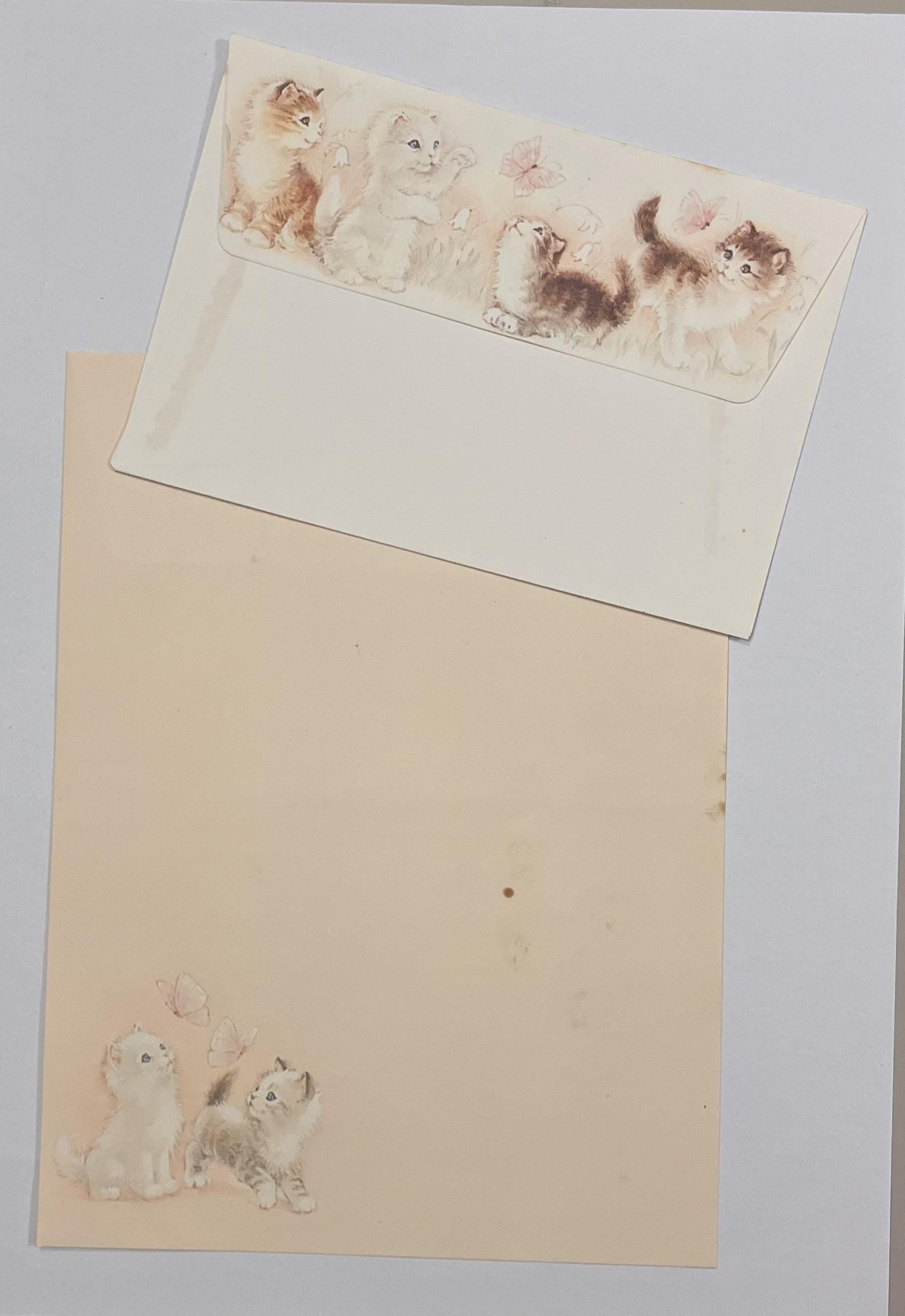 Papel de carta + envelope gatinhos