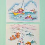 Lote de 2 Papéis de Carta – Ilustrações (Verão Náutico & Inverno na Neve)