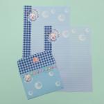 Conjunto Papel de Carta Gatinho Fofo no Gingham