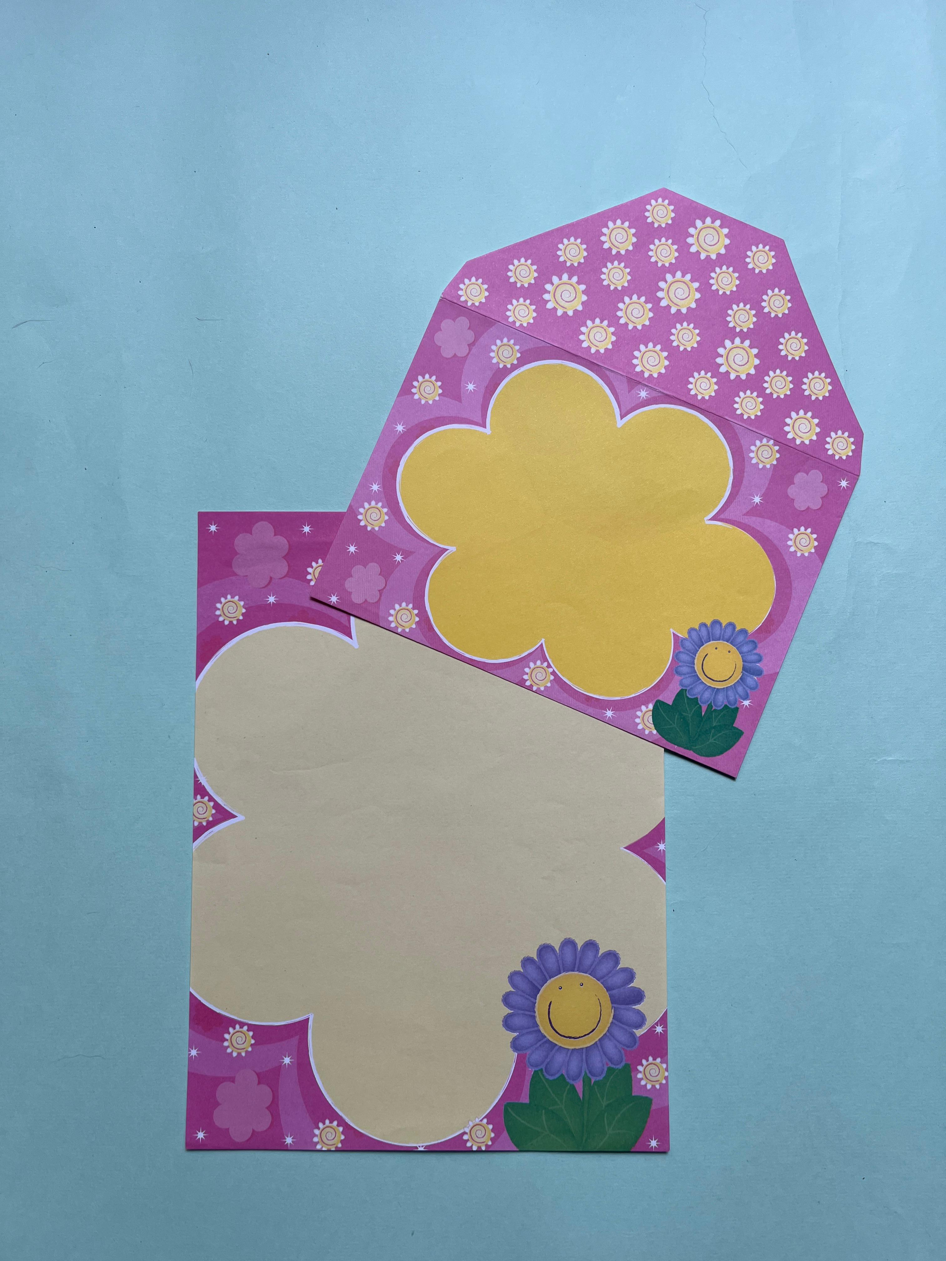 Conjunto Papel de Carta + Envelope Florido