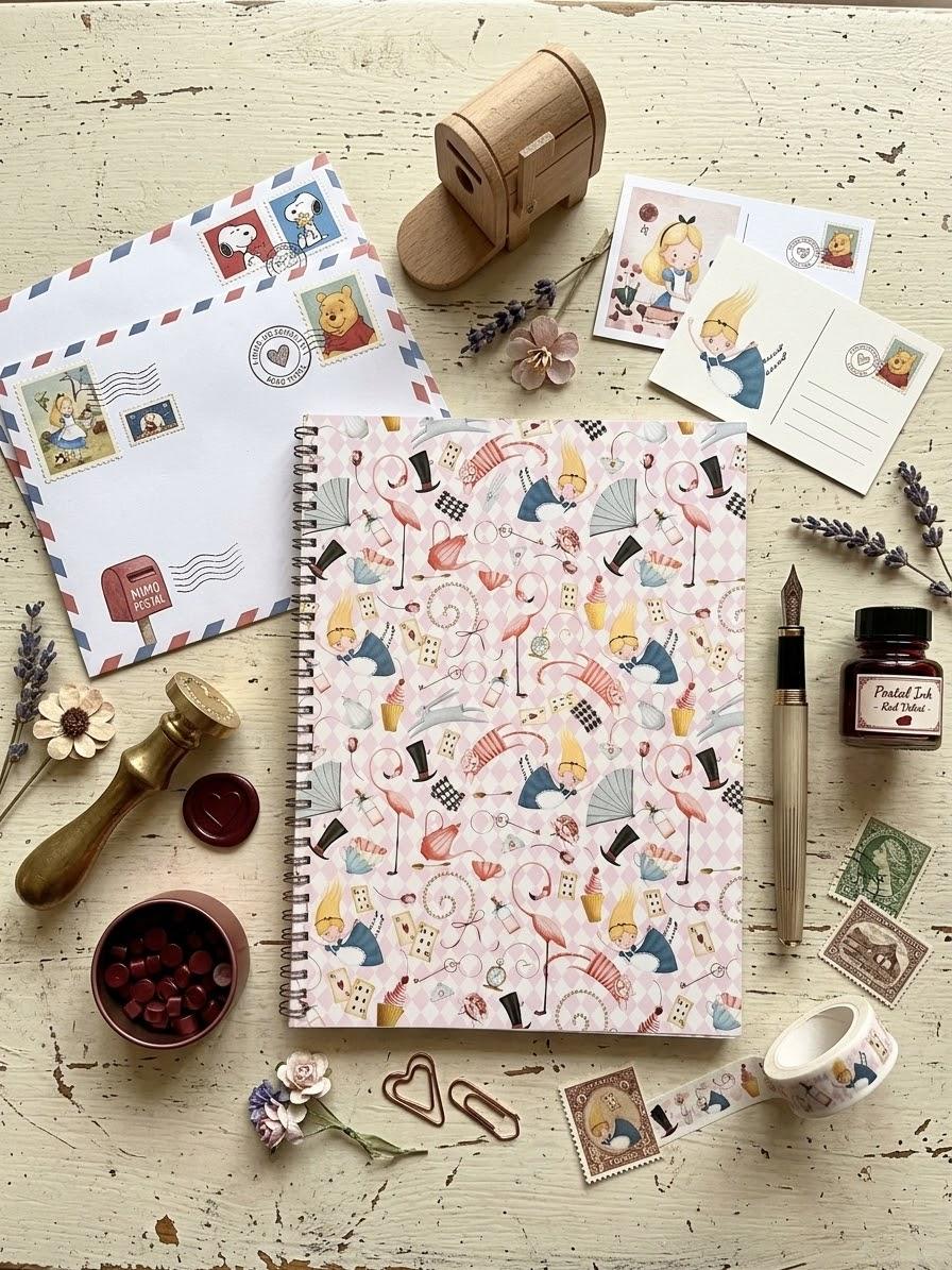 Caderno espiral grande da Alice