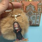 Chaveiro de Pompom Santa Rita de Cássia + Caixinha Igreja