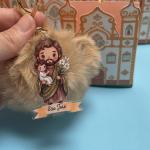 Chaveiro de Pompom São José + Caixinha Igreja