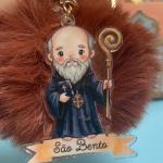 Chaveiro de Pompom São Bento + Caixinha Igreja