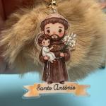 Chaveiro de Pompom Santo António + Caixinha Igreja
